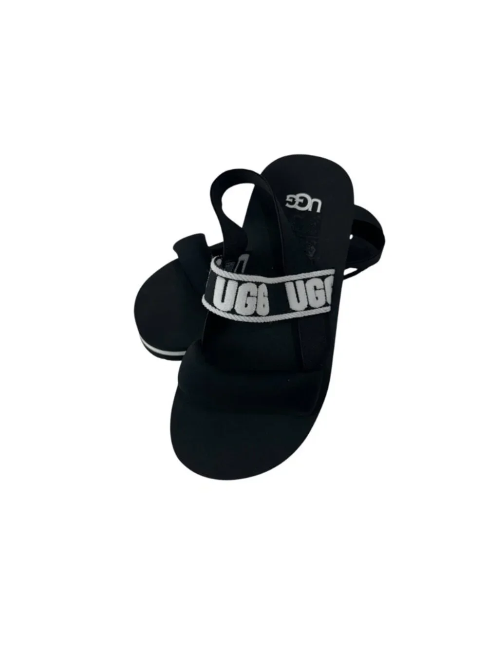 UGG Girls Zuma Sling Sport Sandals Black/White SZ 3 Lightweight Elastic Straps